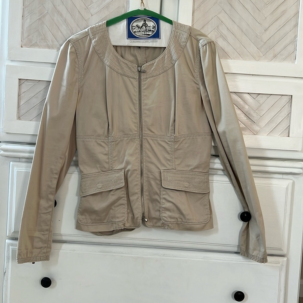 WHBM tan zip up jacket